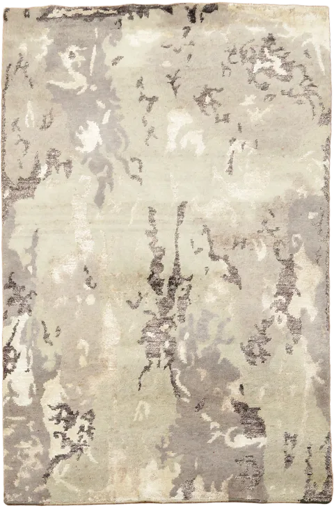 Nepalese Abstract Rug in Gray Tones 4x5
