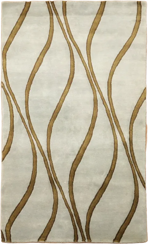 Ice Blue & Brown Abstract Nepalese Oriental Rug 3x6