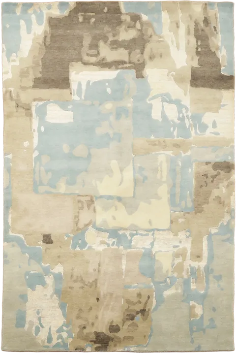 6x8 Modern Abstract Nepalese Area Rug in Earth Tones
