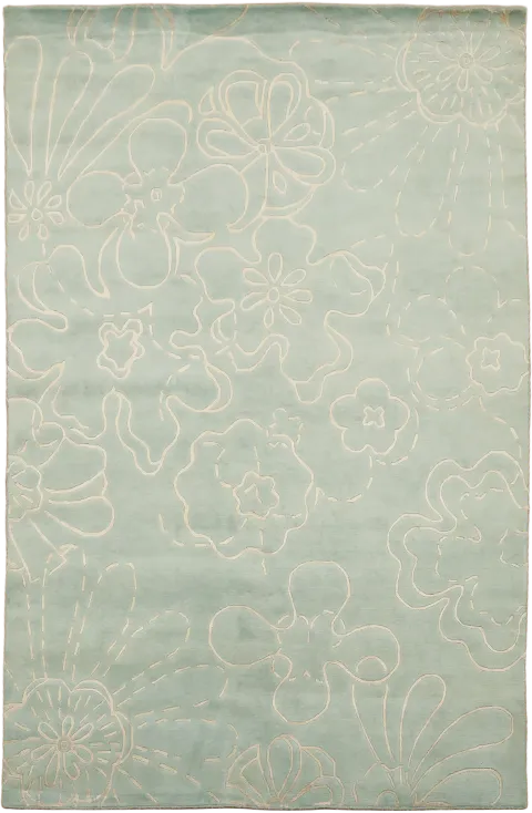 Light Blue Nepalese Floral Area Rug 6x8