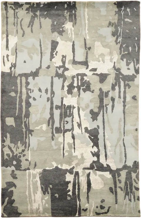 5x8 Abstract Nepalese Area Rug in Gray Tones