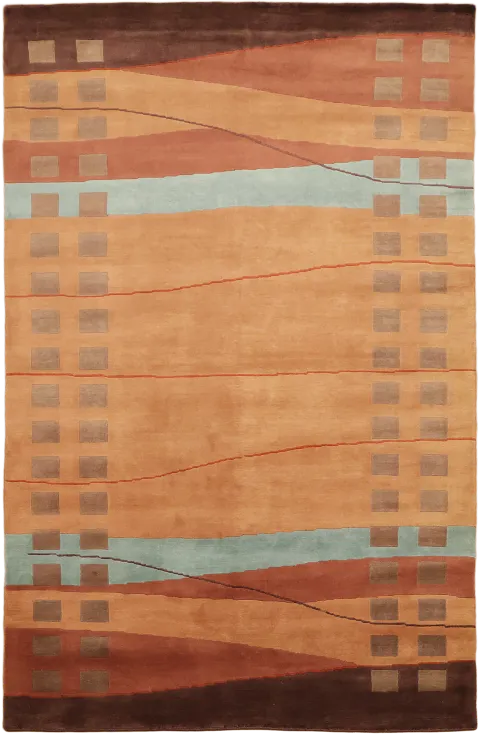 Terracotta Abstract Nepalese Area Rug 6x8