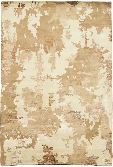 Beige & Brown Nepalese Abstract Area Rug 5x8