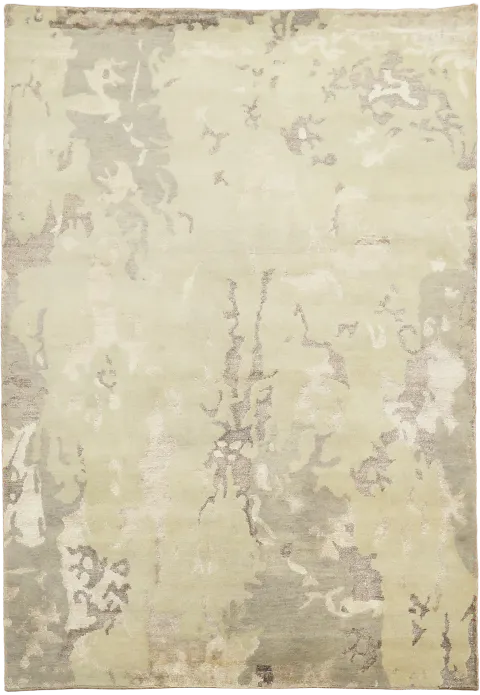 Cream & Taupe Abstract Nepalese Area Rug 6x8