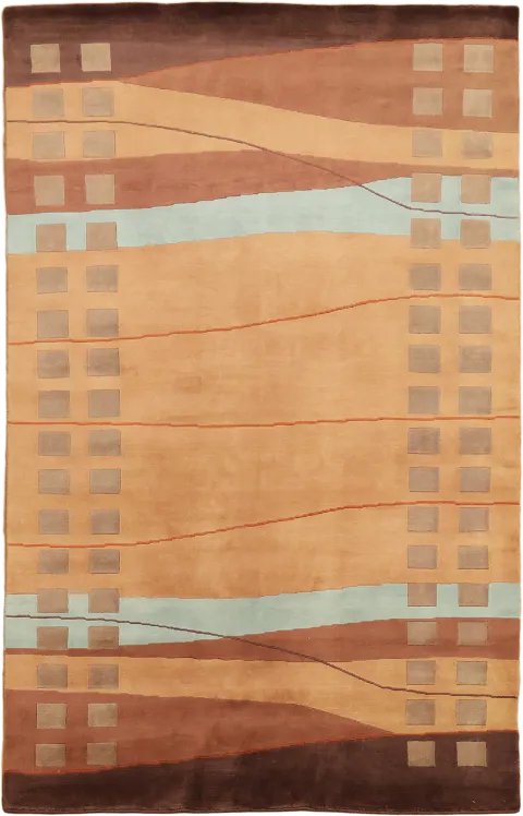 Nepalese Abstract Area Rug in Earth Tones 5x8