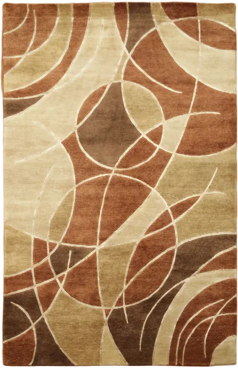 6x9 Modern Abstract Nepalese Area Rug in Brown & Beige