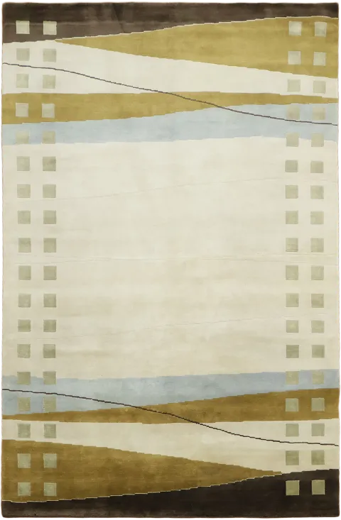 Cream & Brown  Nepalese Area Rug 5x8