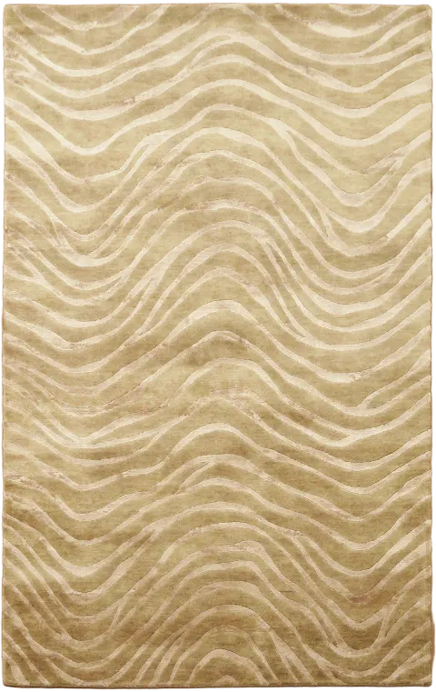 5x8 Modern Beige & Gold Nepalese Rug in Wave Pattern