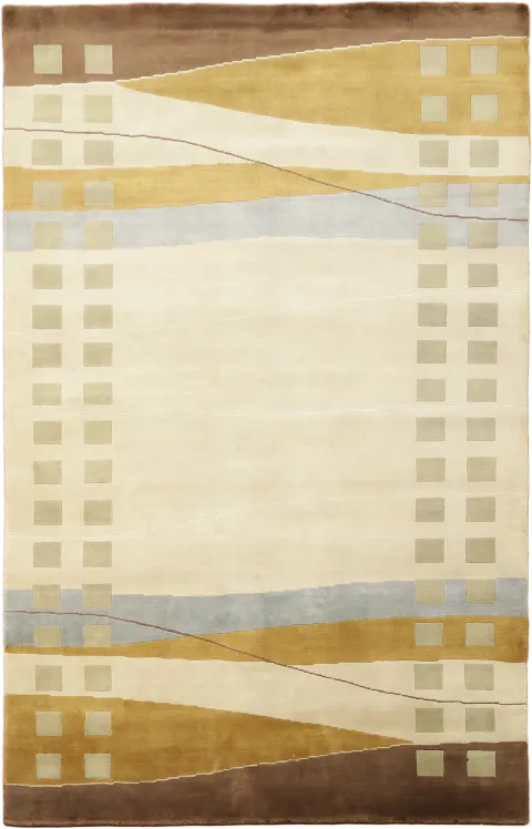 5x8 Nepalese Modern Rug in Earth Tones