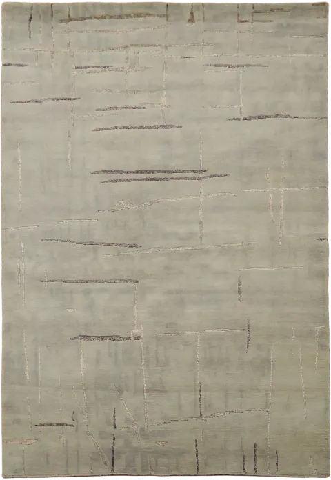 Modern Abstract Gray Nepalese Area Rug 6x8