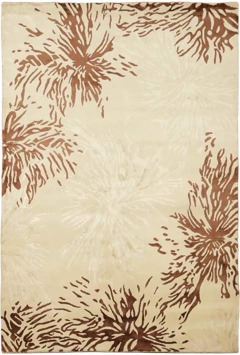 Cream & Brown Abstract Nepalese Area Rug 6x8