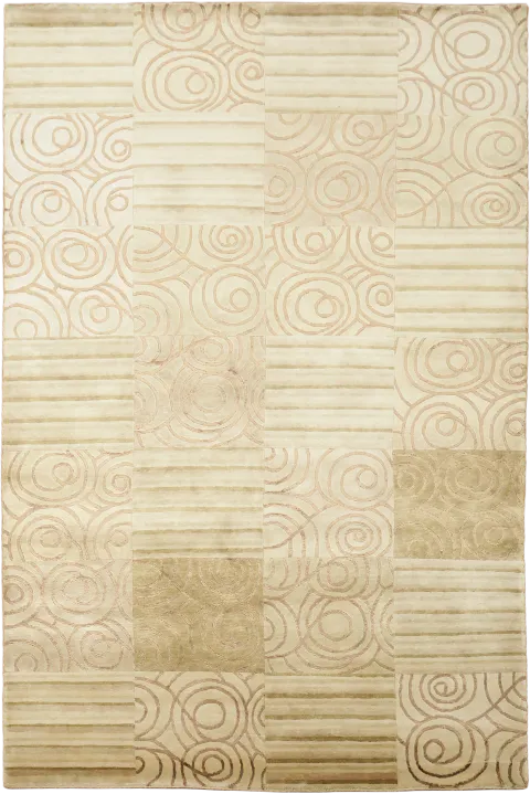 Hand-Knotted Cream & Beige Nepalese Area Rug 6x9