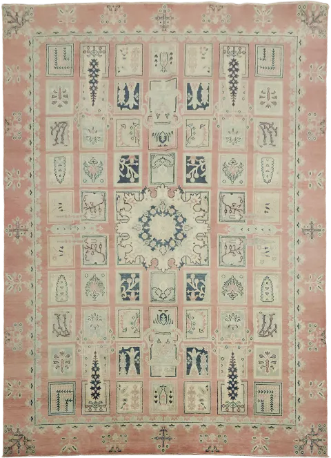 Classic Green and Salmon Pink Rug: Perfect Elegance and Understated Style 11' 6'' X 8' 4''
