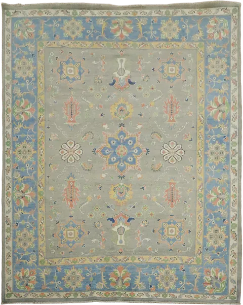Exquisite Traditional Area Rug with Blue and Grey Floral Motifs 8x10