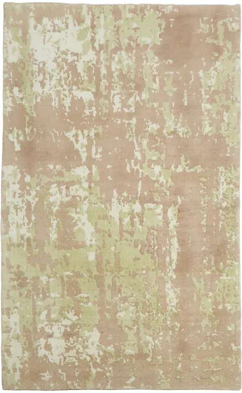 Soft Brown & Green Abstract Area Rug 5x8