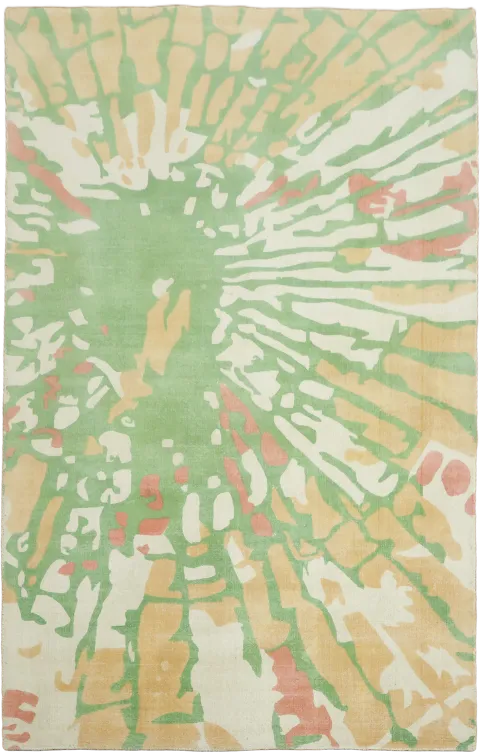5x8 Green & Ivory Contemporary Abstract Rug