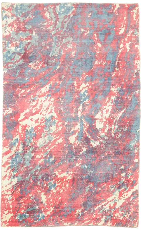 Captivating Red & Blue Abstract Rug 5x8
