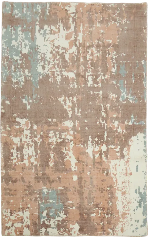 5x8 Taupe & Cream Abstract Area Rug