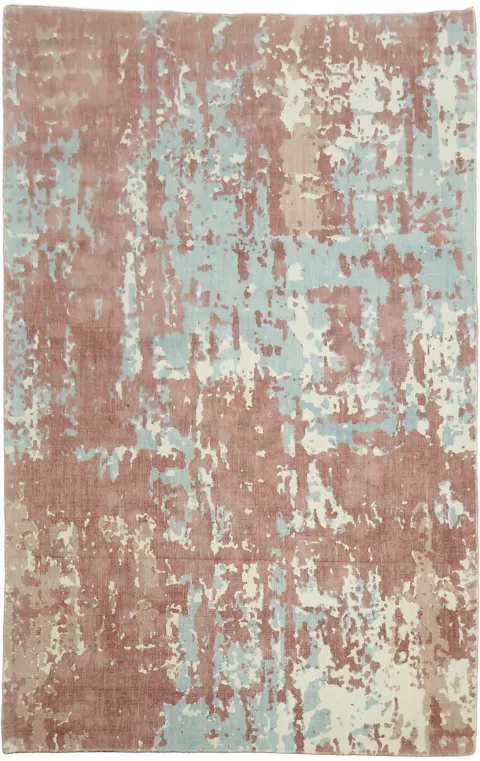 Light Blue & Mauve Abstract Area Rug 5x8