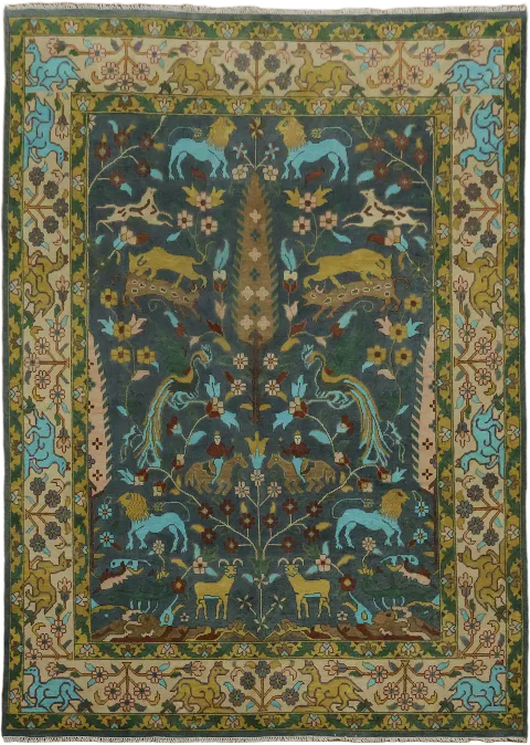Luxurious Nature-Inspired Animal Pictorial Rug with Unique Craftsmanship 10x14