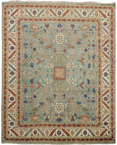 Blue and Beige Oushak Oriental Rug for Luxurious Home Decor 12'x15'