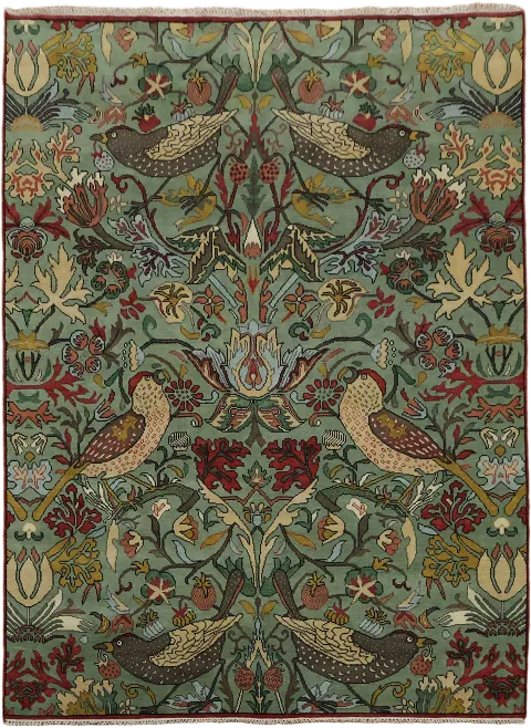 Exotic Botanical Harmony Rug with Artful Bird Motif 10x14