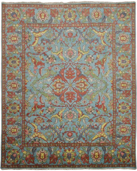 Classic Eastern Blue Handmade Oushak Palace Rug in Rich Texture and Color 12'x15'
