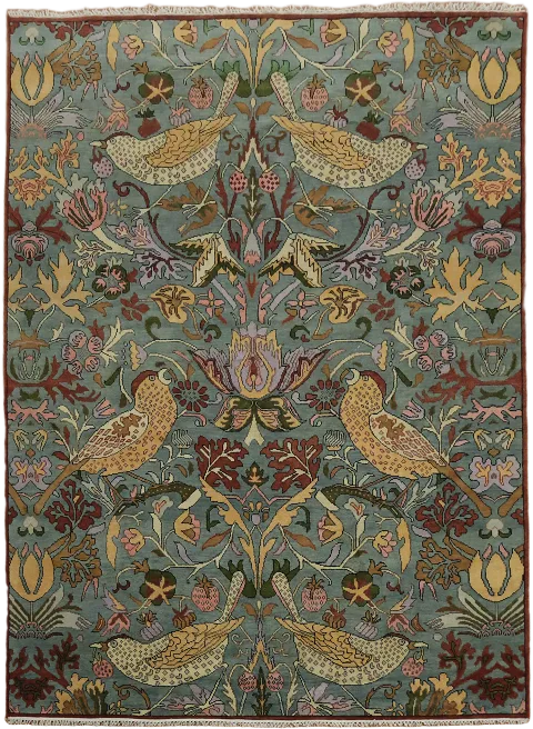 Charming Botanical and Bird Pattern Rug for Home Décor 10x14