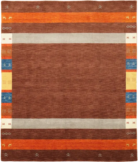 Contemporary Brown Gabbeh Rug with Geometric Pattern in Earthy and Bold Hues 8'x10'