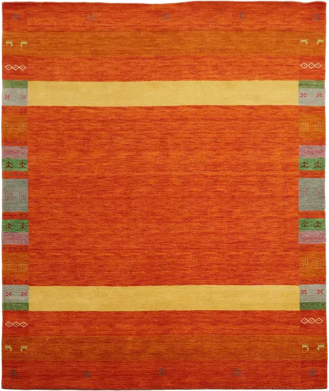 Vibrant Orange & Yellow Gabbeh Tribal Rug 8x10
