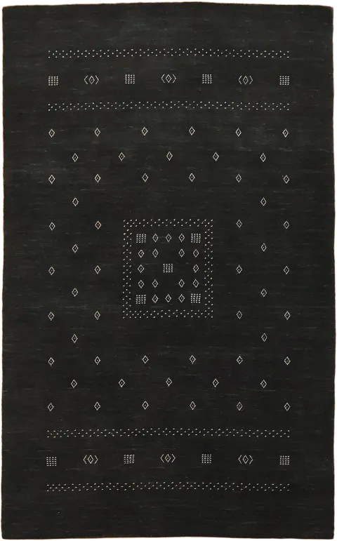 Chic Black Gabbeh Tribal Area Rug 5x8