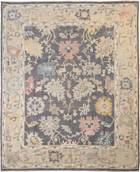 Antique-Style Wool Oriental Oushak Rug with Exquisite Floral Design and Soft Hues 8x10