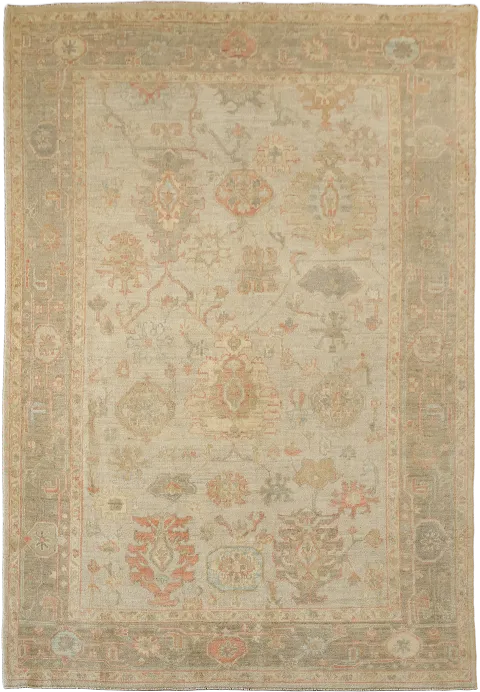 MUST SEE! Muted Grey Traditional Turkish Oushak Oriental Wool Area Rug 6x9