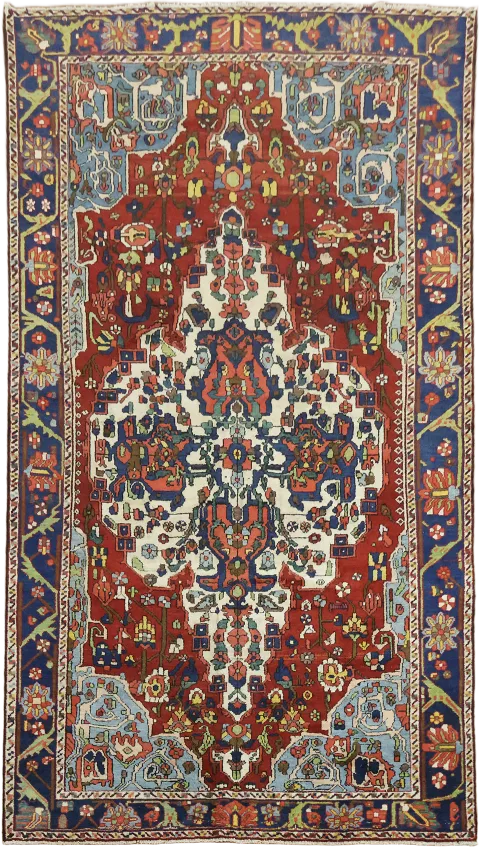 Collectible Vintage Geometric Persian Bakhtiari Wool Rug 6x10