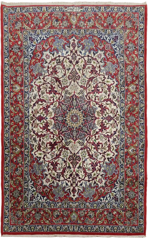 Extra Fine! Signed Vegetables Dye Floral Persian Isfahan Wool Rug 4x6
