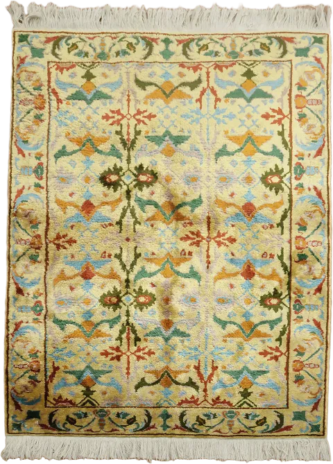 RARE! Intricate Vintage Design silk Rug for Elegant Living Spaces 4x6