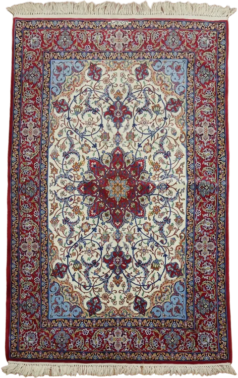 Extra Fine Signed Vegetable Dye Wool Persian Isfahan Floral Rug 4x6