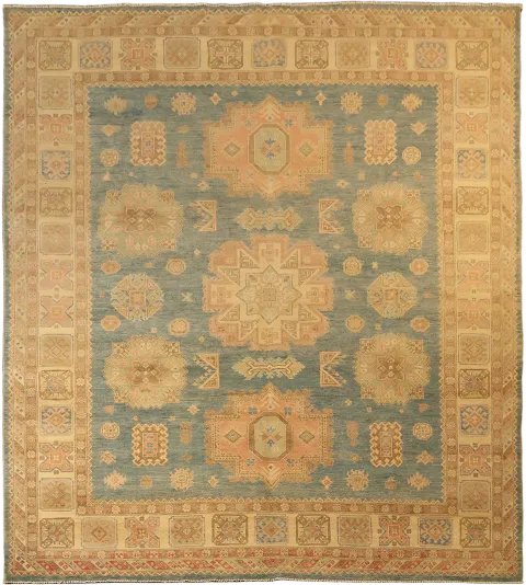 Elegant Persian-inspired rug in muted blue and beige tones for classic decor 8x10