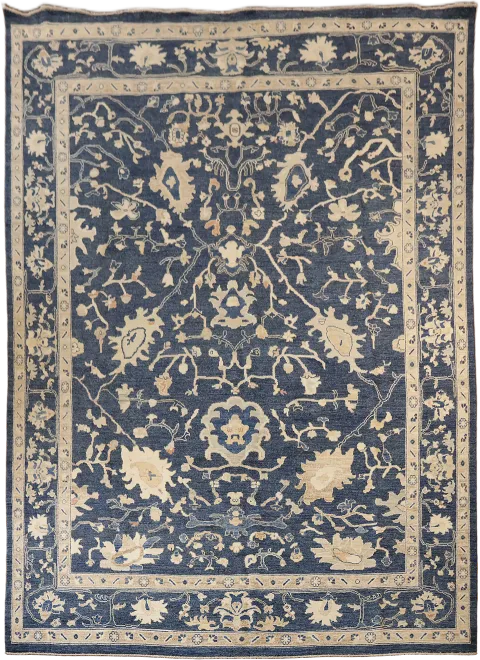 Blue All Over Floral Handcrafted Wool  Rug with Timeless Floral Design 10x14