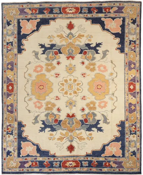 OUTSTANDING! Ivory Vegetable Dye Wool Rug for Elegant Living Room Decor 8x10