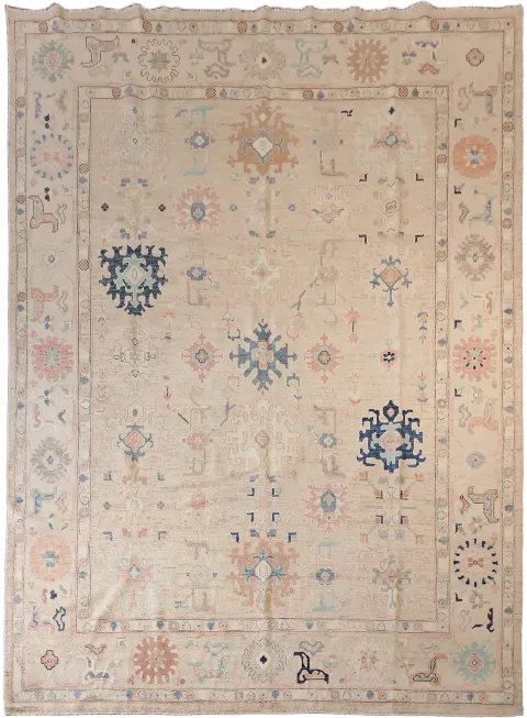 All Overt Muted Pink Traditional Traditional Oushak Wool Area Rug 9x12