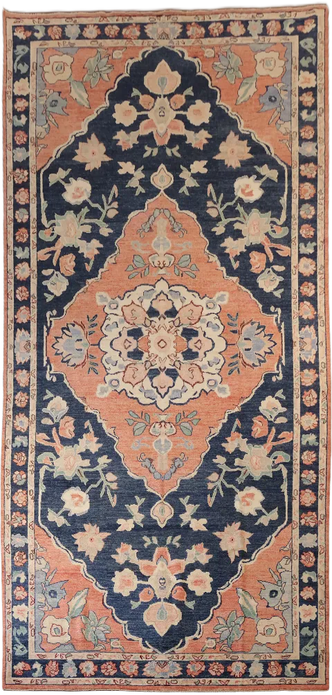 RARE! Blue Wool Floral Oriental Traditional Oushak Area Rug 7x15