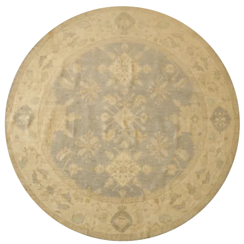 Muted Vegetable Dye Purple Oriental Traditional Oushak Round Wool Rug 8x8