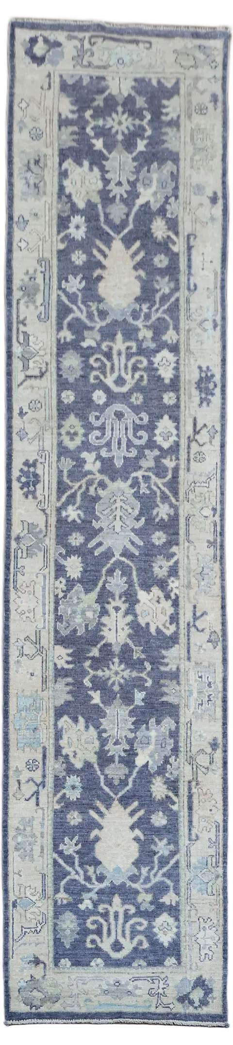Muted Purple Oushak Turkish Vegetable Dye Wool Runner Rug 3x11