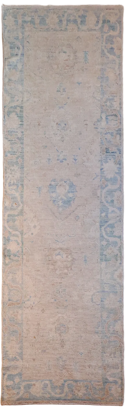Stunning! Muted Pink Oushak Turkish Runner Wool Rug 3x10