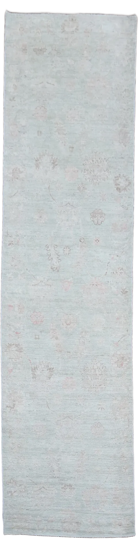 Muted Vegetable Dye Wool Oushak Turkish Runner Rug 3x12
