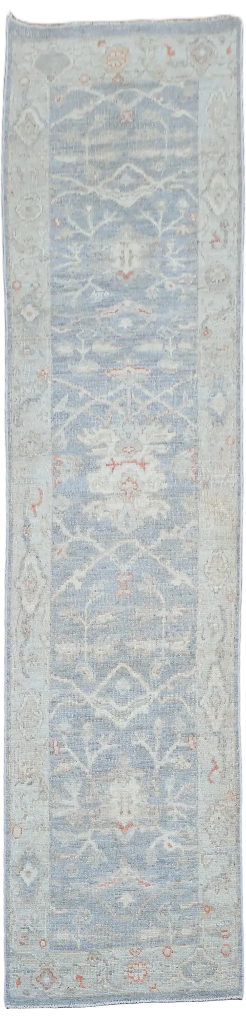 Vegetable Dye Wool Oushak Turkish Runner Rug 2x10