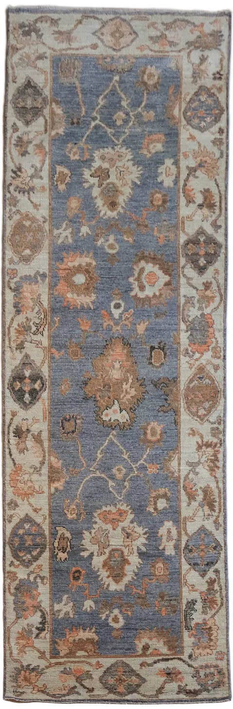 Top Quality Grey Wool Oushak Turkish Runner Rug 3x9
