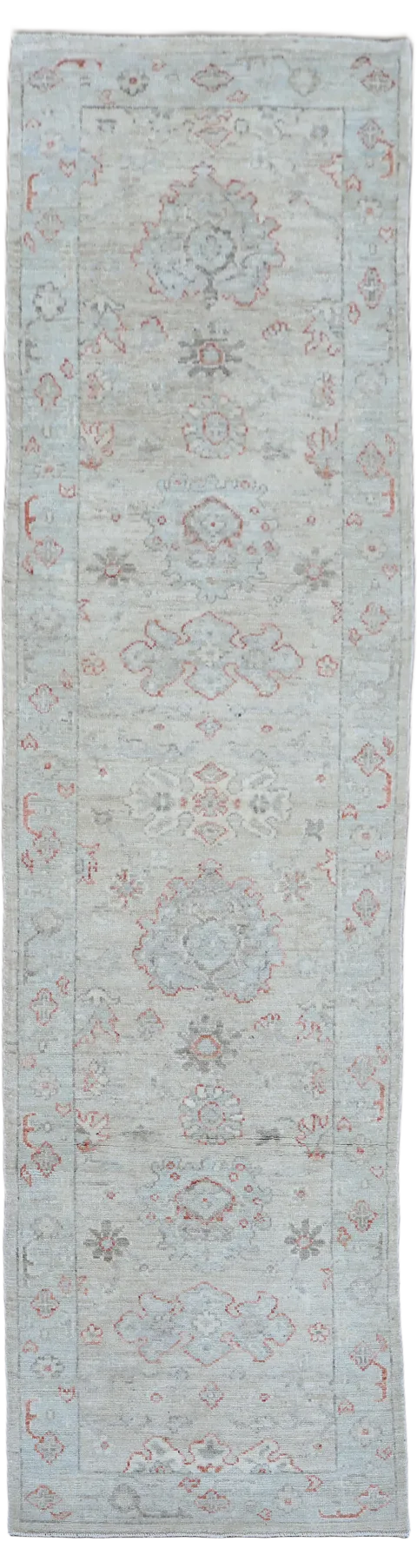 Muted Vegetable Dye Wool Oushak Turkish Runner Rug 3x10