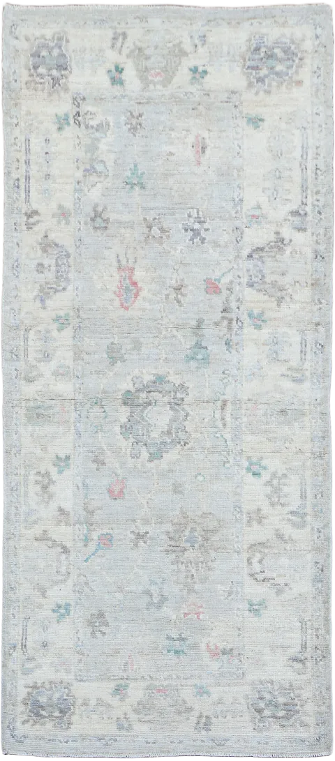 Muted Vegetable Dye Wool Oushak Turkish Rug 3x6